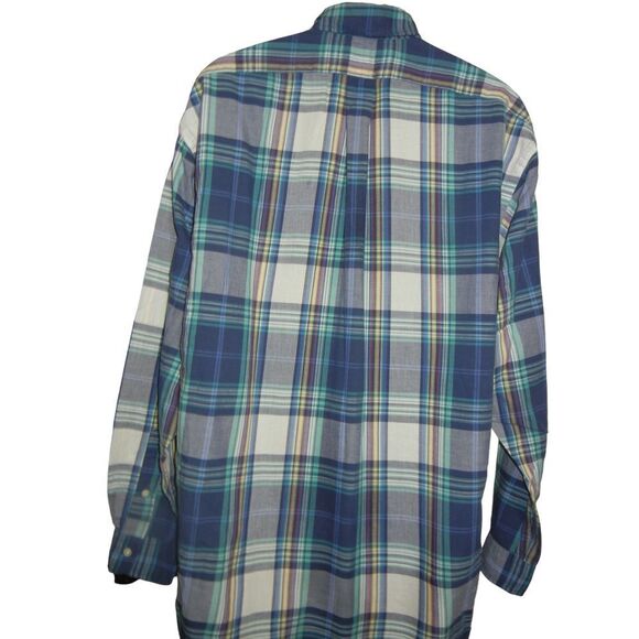 Vintage Ralph Lauren Blaire Shirt Blue Plaid Cotton Long Sleeve Button Down - Picture 7 of 9